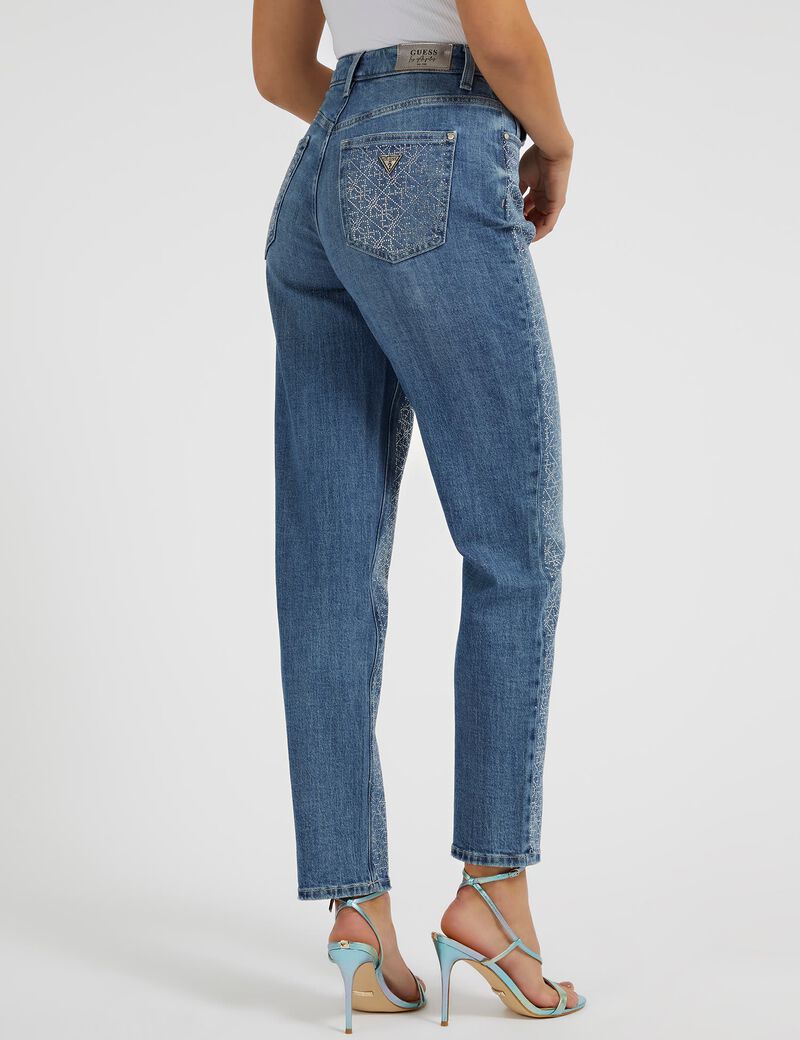 Rhinestones Mom Fit Denim Pant