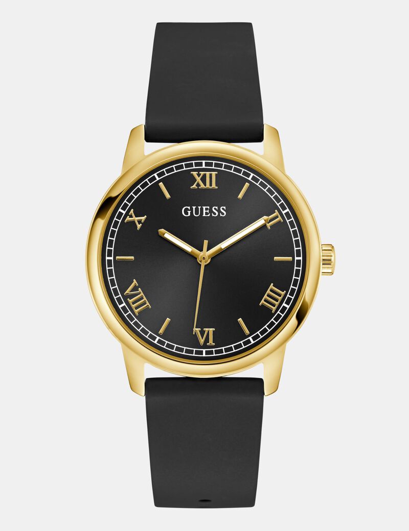 Mens Black Gold Tone Analog Watch