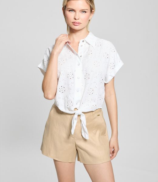 Broderie anglaise cropped shirt