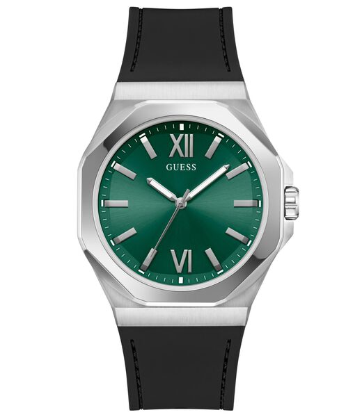 Mens Black Silver Tone Analog Watch