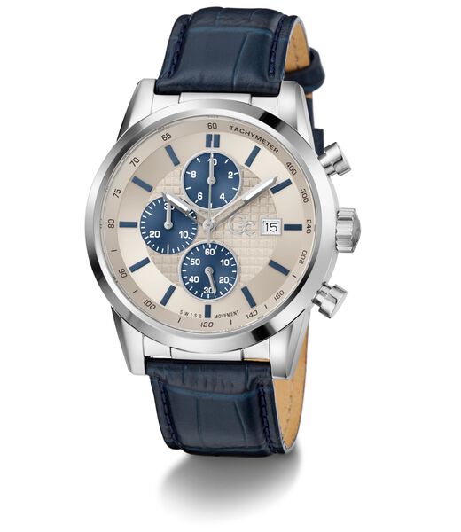 Gc Dress Men S 3540 D Mvmt Beige Dail 10 Amt Blue Genuine Leather Strap