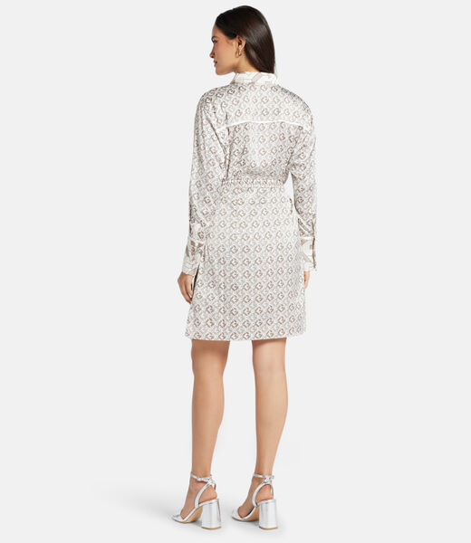 All-over logo satin mini shirt dress