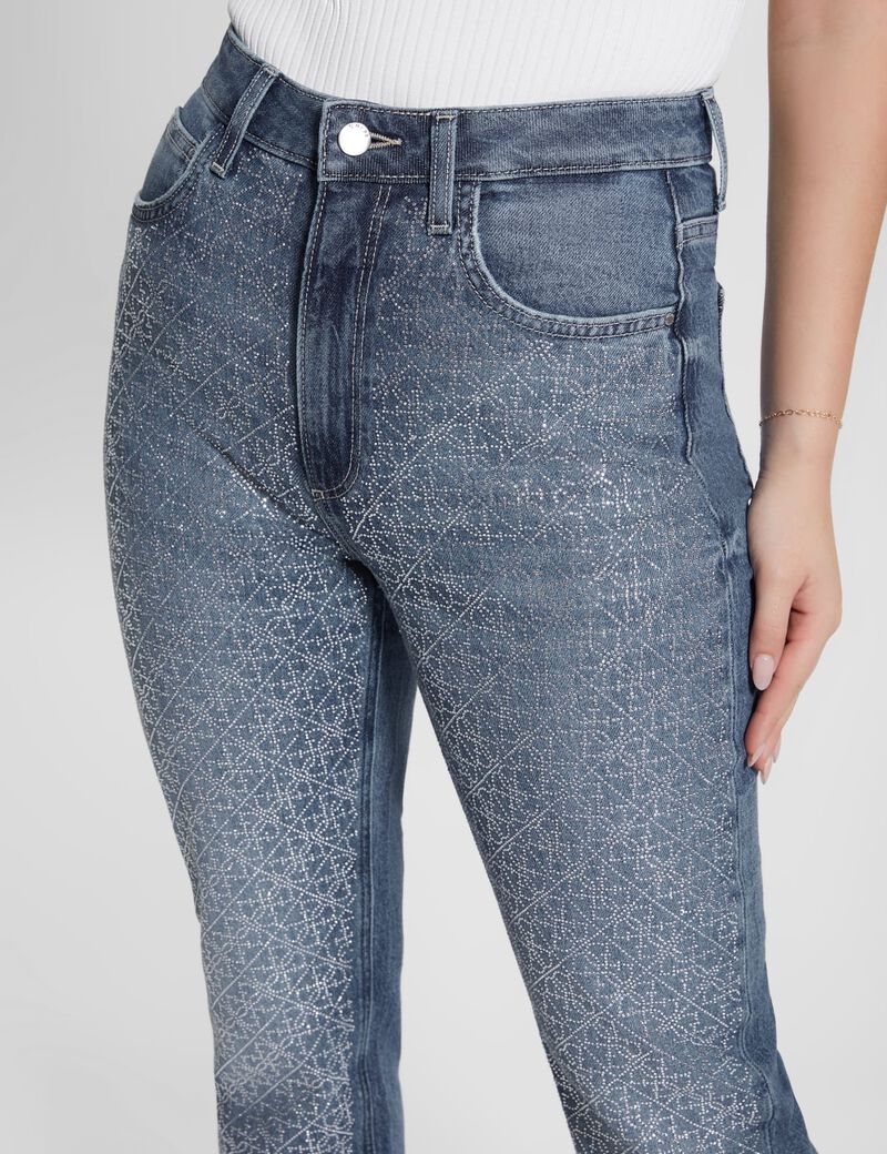 Rhinestones Mom Fit Denim Pant
