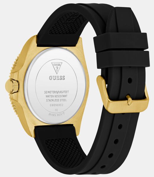Mens Black Gold Tone Analog Watch