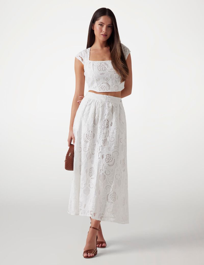 Long broderie anglaise skirt