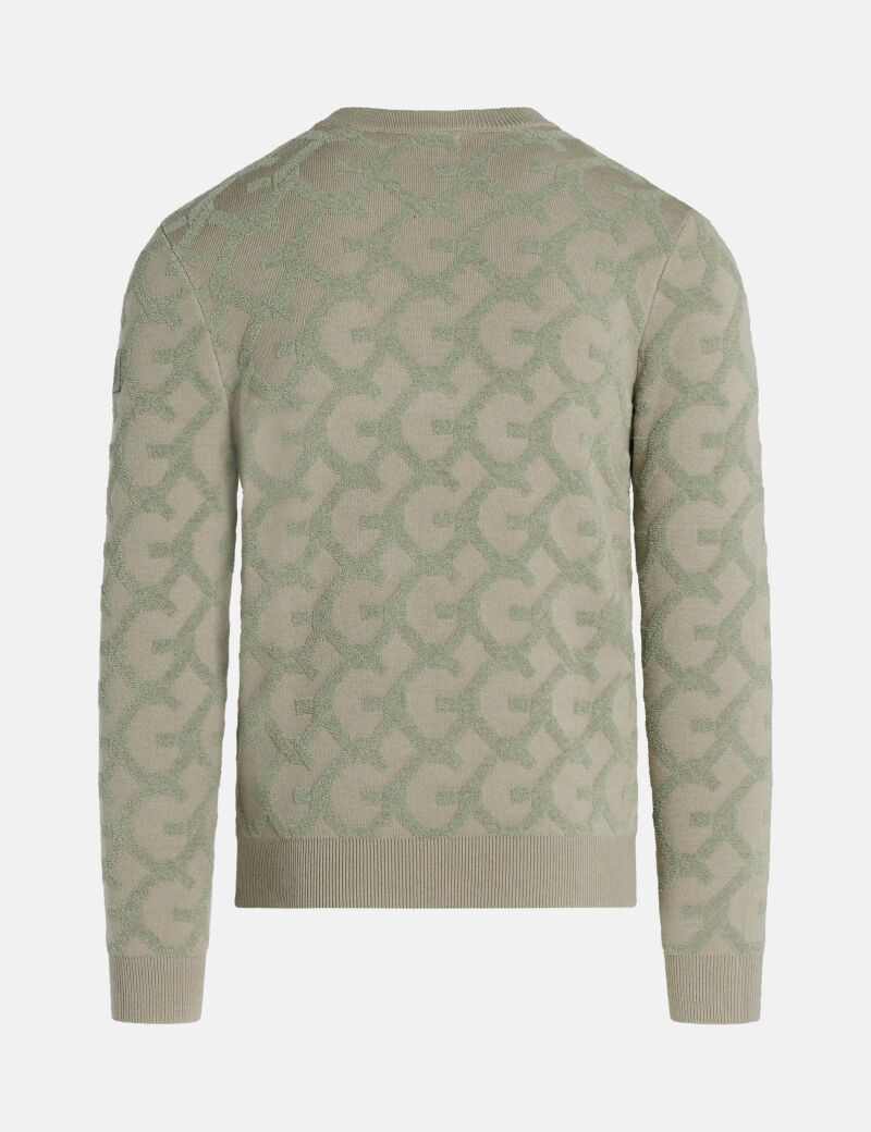 Embossed jacquard logo sweater
