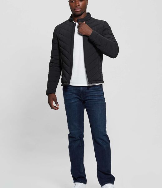 Stretch padded logo biker jacket