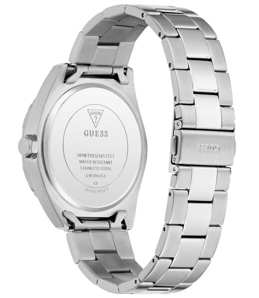 guess mens silver tone round analog watch