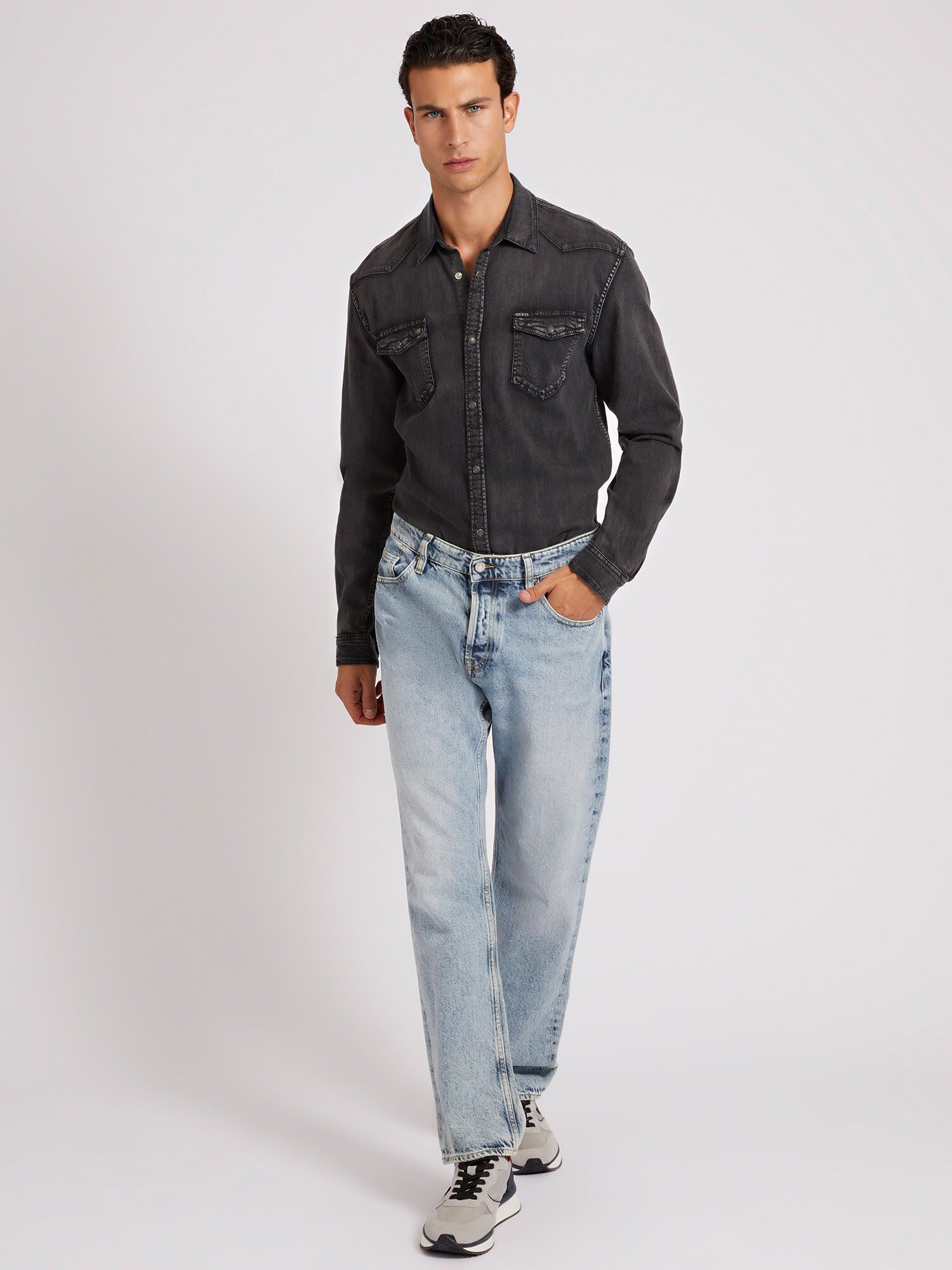 Guess slim fit deals denim shirt