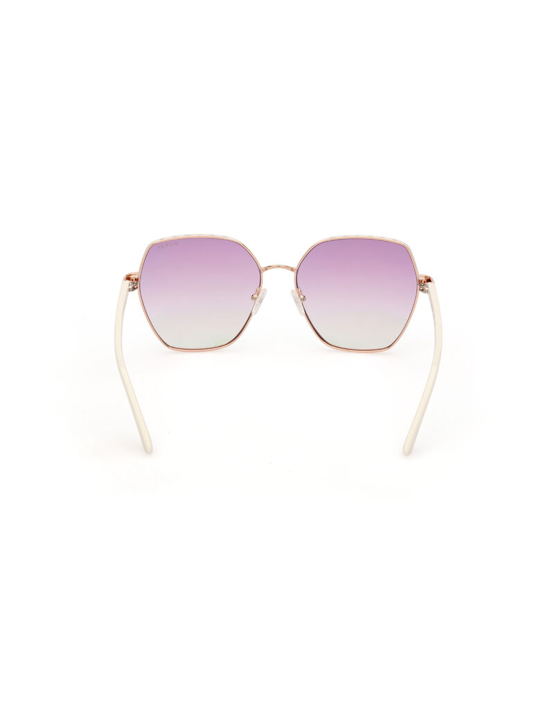 Metal Sun Glasses F White Gradient Or Mirror Violet