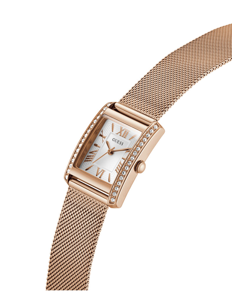 Ladies Rose Gold Tone Rectangle Analog Watch