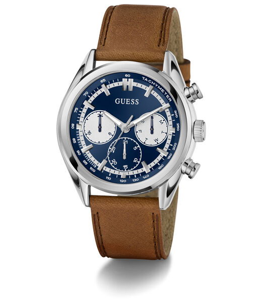 Mens Brown Silver Tone Multi-function Watch