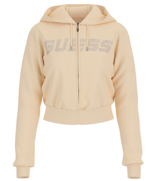 Logo rhinestones hoodie sweatshirt