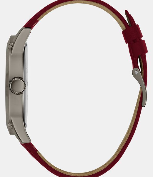 Suede leather analogue watch