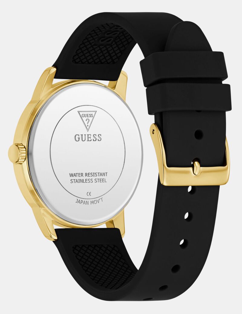 Mens Black Gold Tone Analog Watch