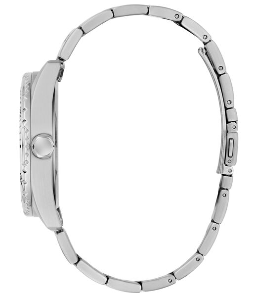 guess mens silver tone round analog watch