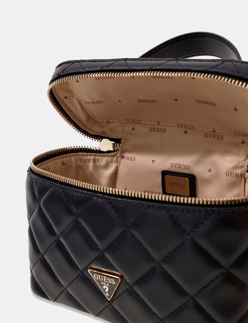 guess juliet quilted canister bag
