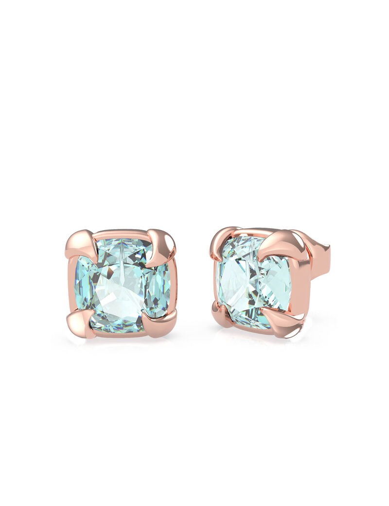 أقراط دبوسية باللونين الذهبي الوردي والسماوي