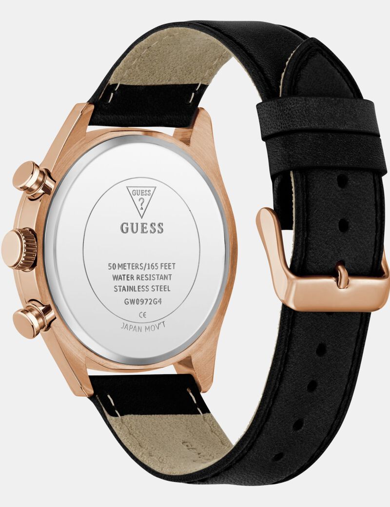 guess mens black rose gold tone multi function watch
