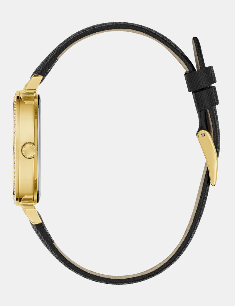 Ladies Black Gold Tone Analog Watch