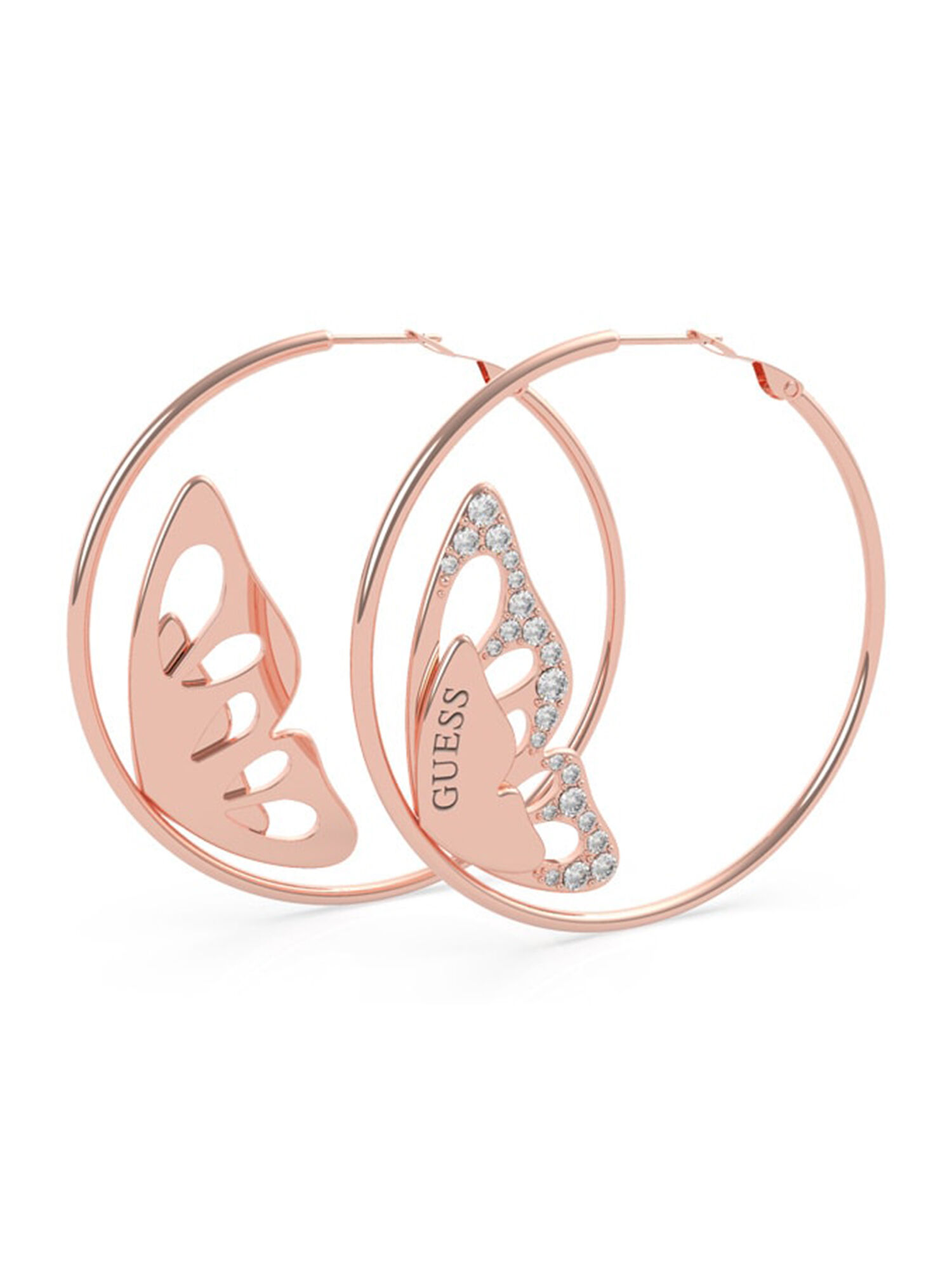 Rose Gold Butterfly Hoop Earrings