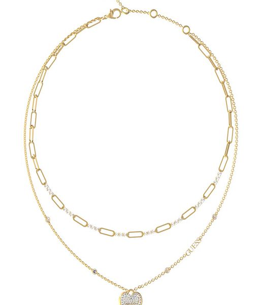 16-18'' Pave Heart Dbl Chain