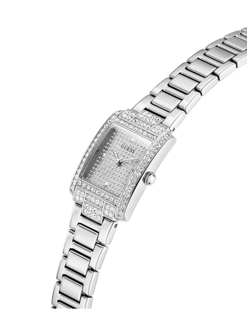 Ladies Silver Tone Rectangle Analog Watch