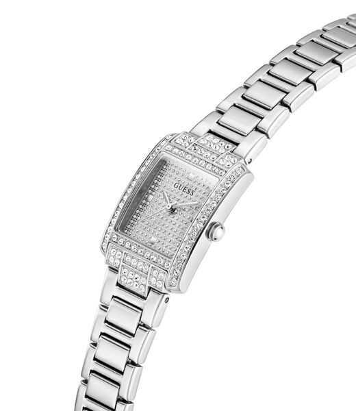 Ladies Silver Tone Rectangle Analog Watch