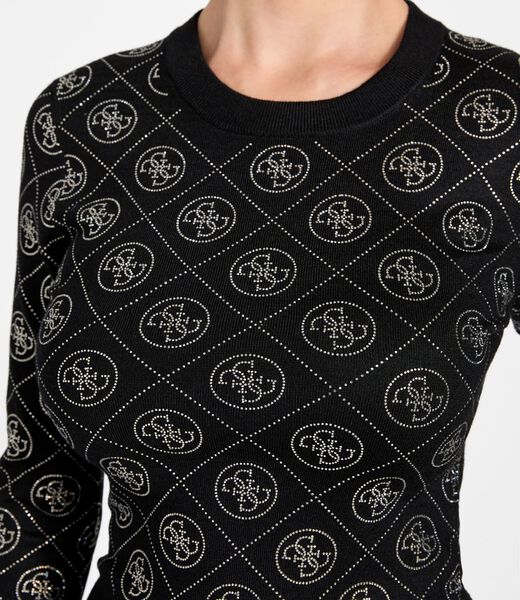 Logo rhinestones sweater