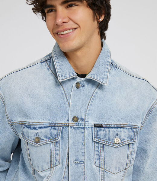 Graffiti print denim jacket