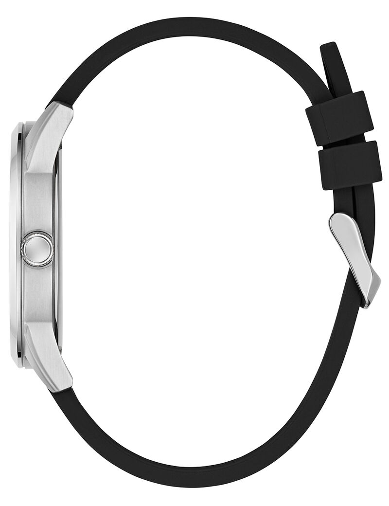 Mens Black Silver Tone Analog Watch