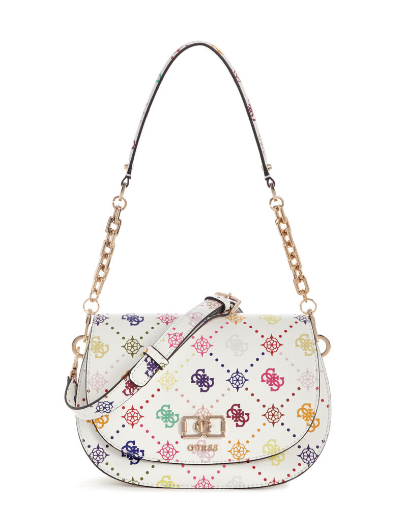 guess emelie logo flap shoulder bag