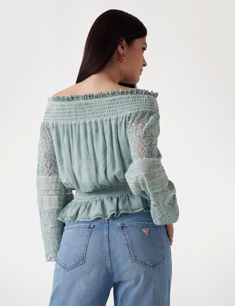 Silk-blend off-shoulder top