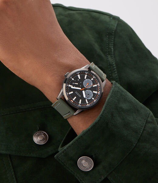 Mens Green Gunmetal Multi-function Watch