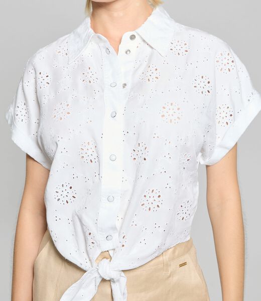 Broderie anglaise cropped shirt