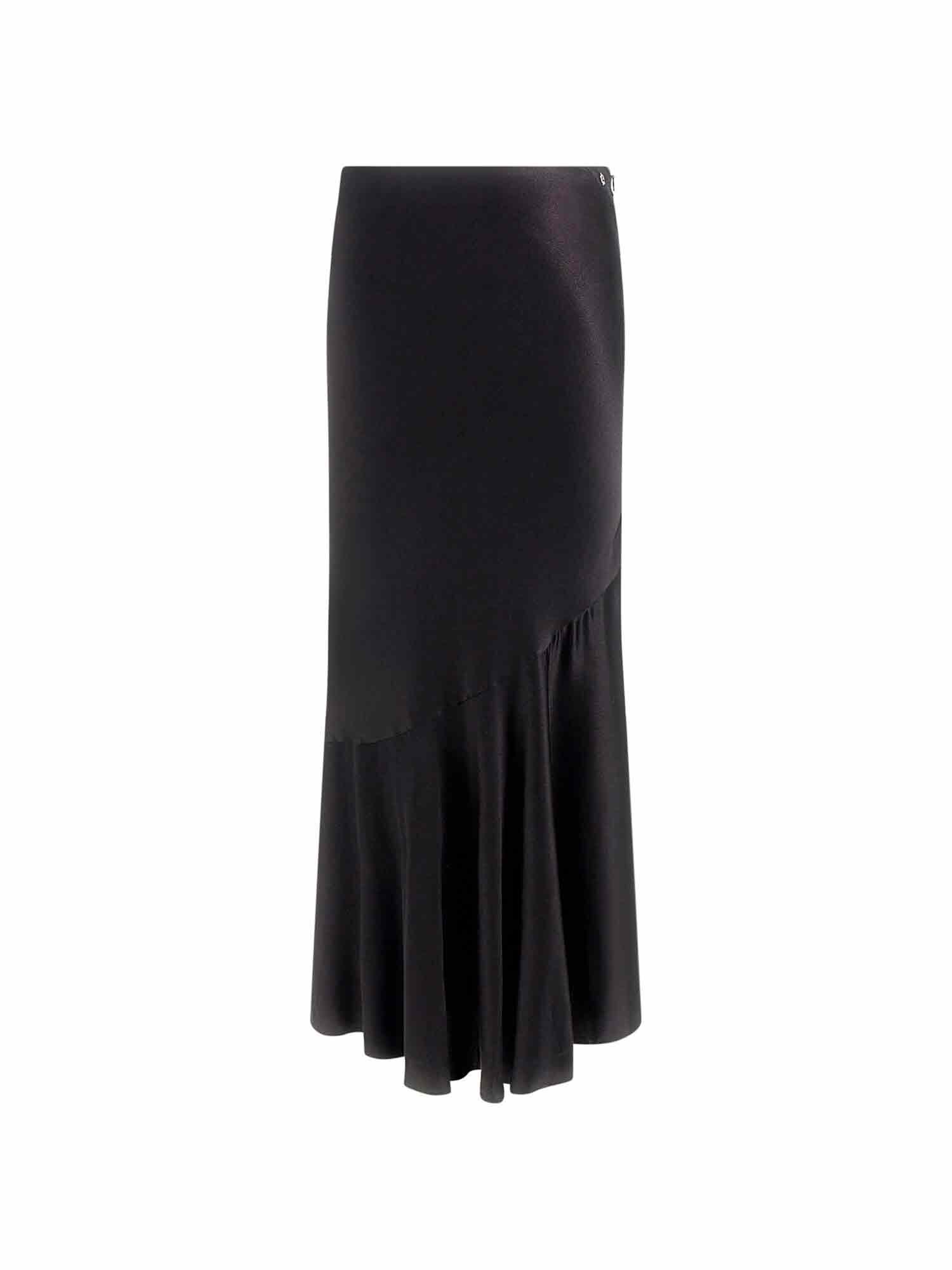 Black satin flare skirt store
