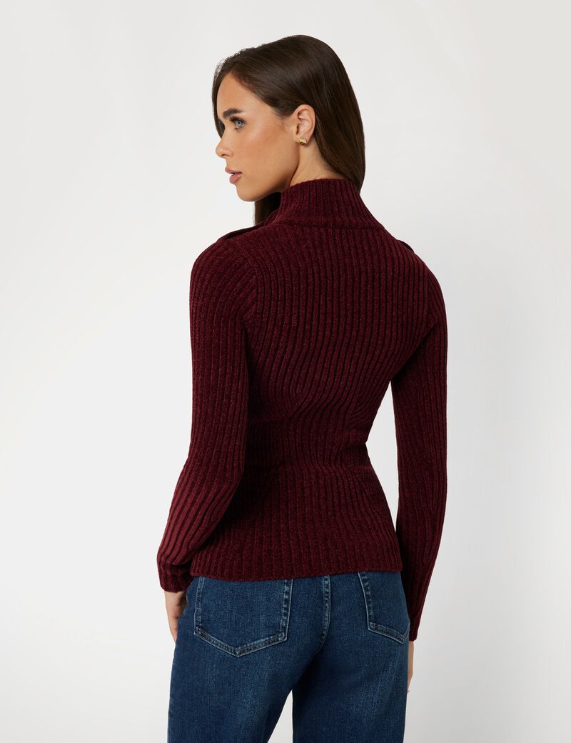 Turtle neck zip cardigan