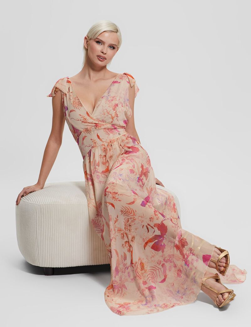 Silk blend long dress