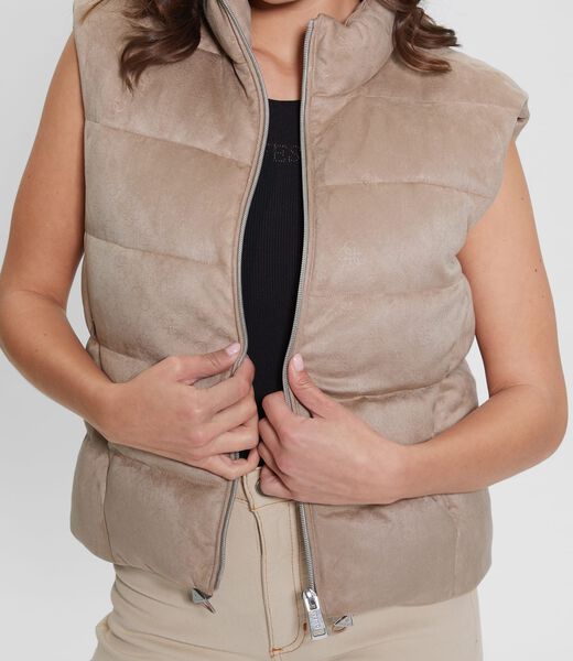4G Logo Faux Suede Puffer Vest
