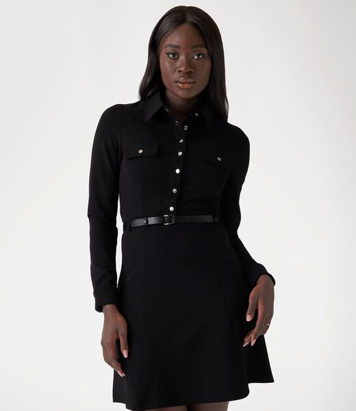 Flared mini shirt dress