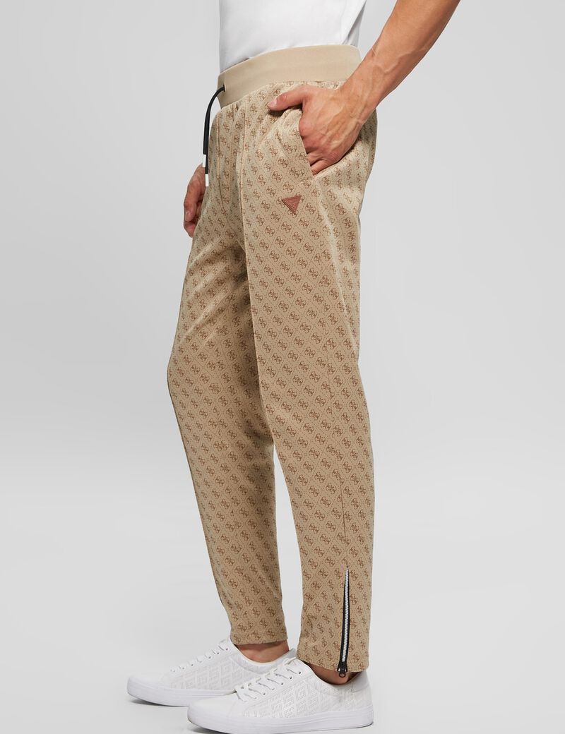 Jogger Pants GUESS All Over Logo Sweatpants Brown