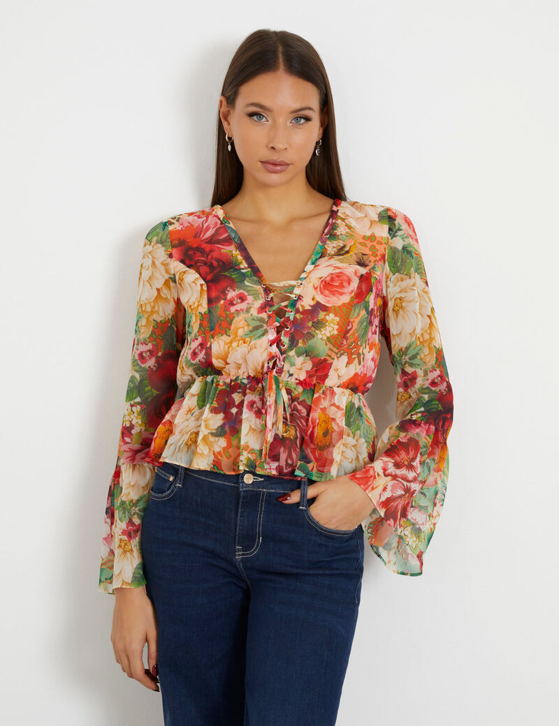 Crinkle Chiffon Blouse