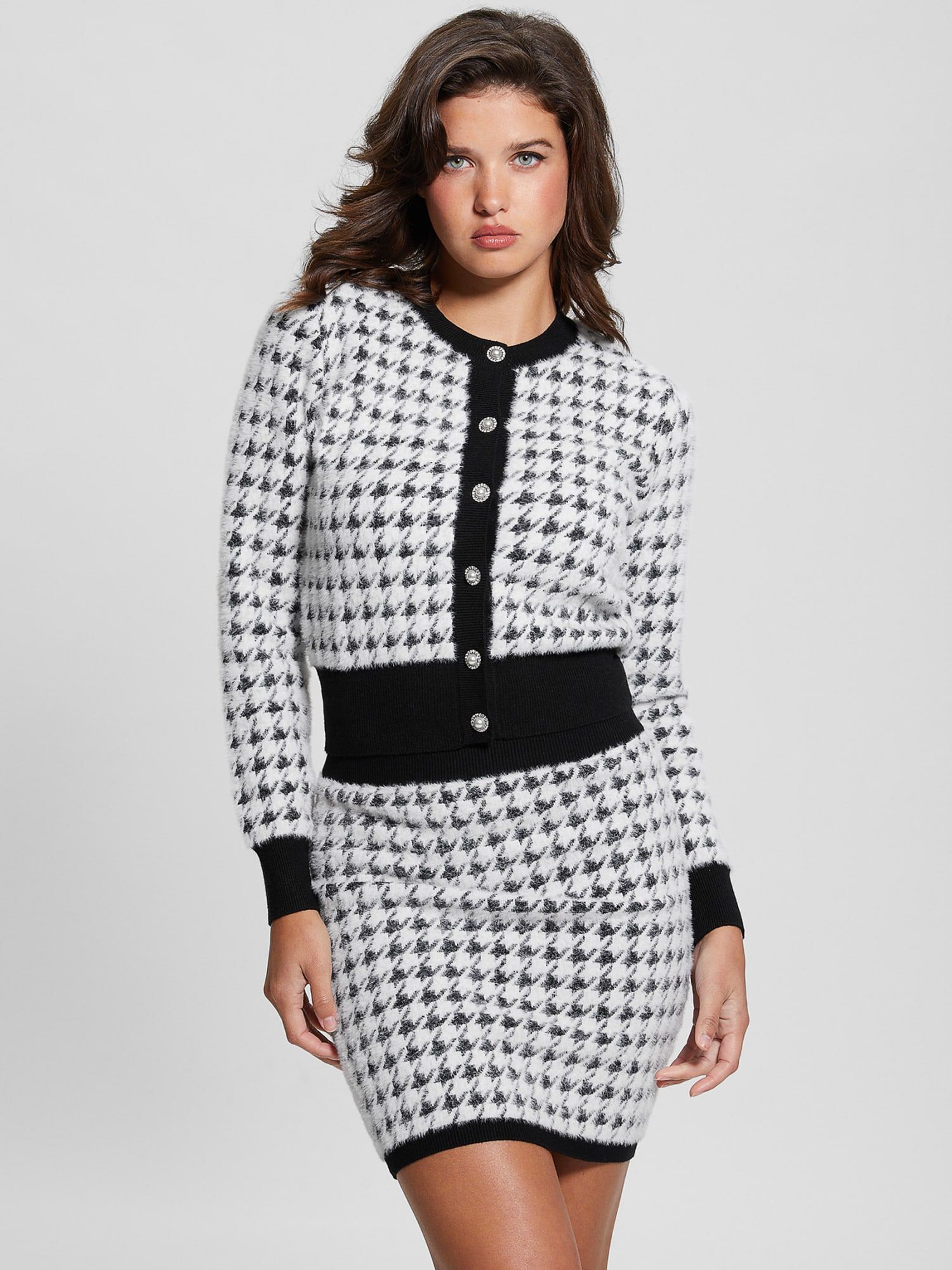 Pied De Poule Wavy Cardigan