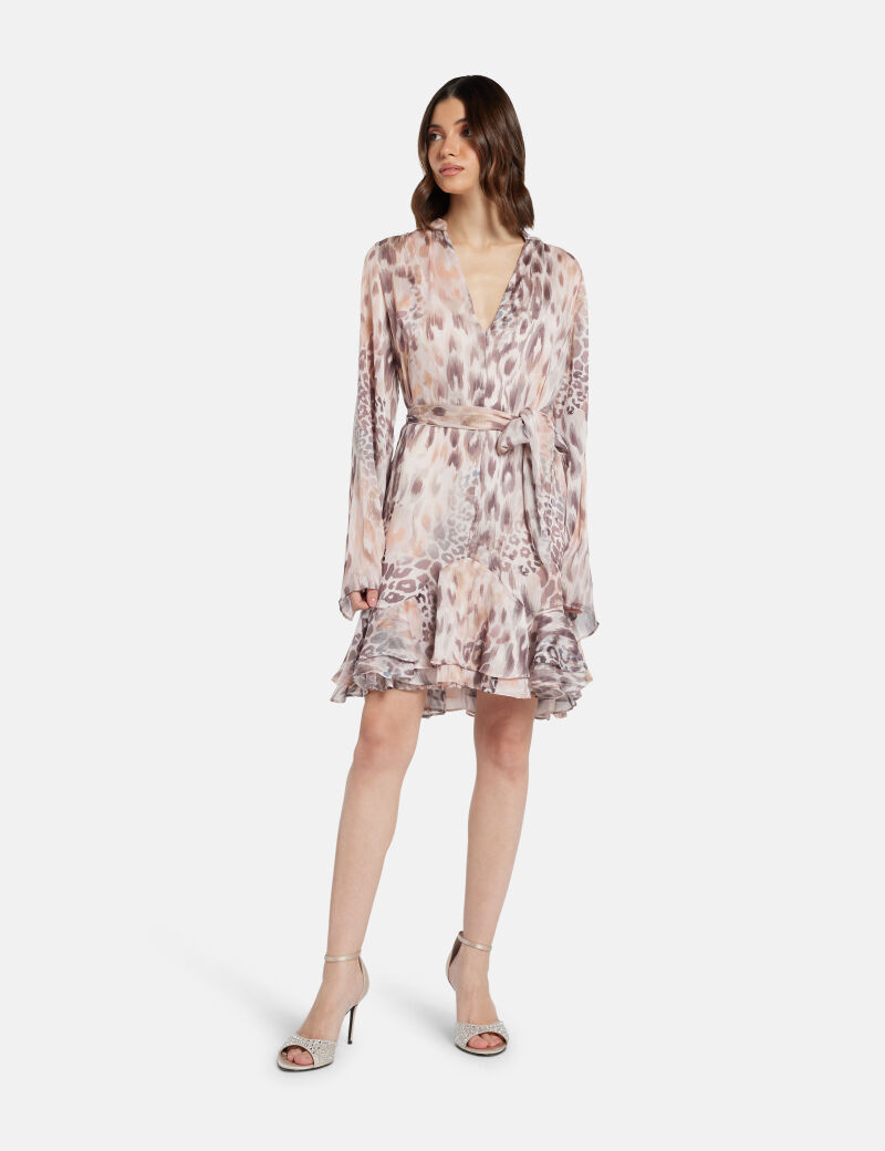 Belted chiffon mini dress