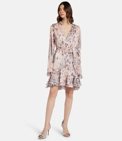 Belted chiffon mini dress