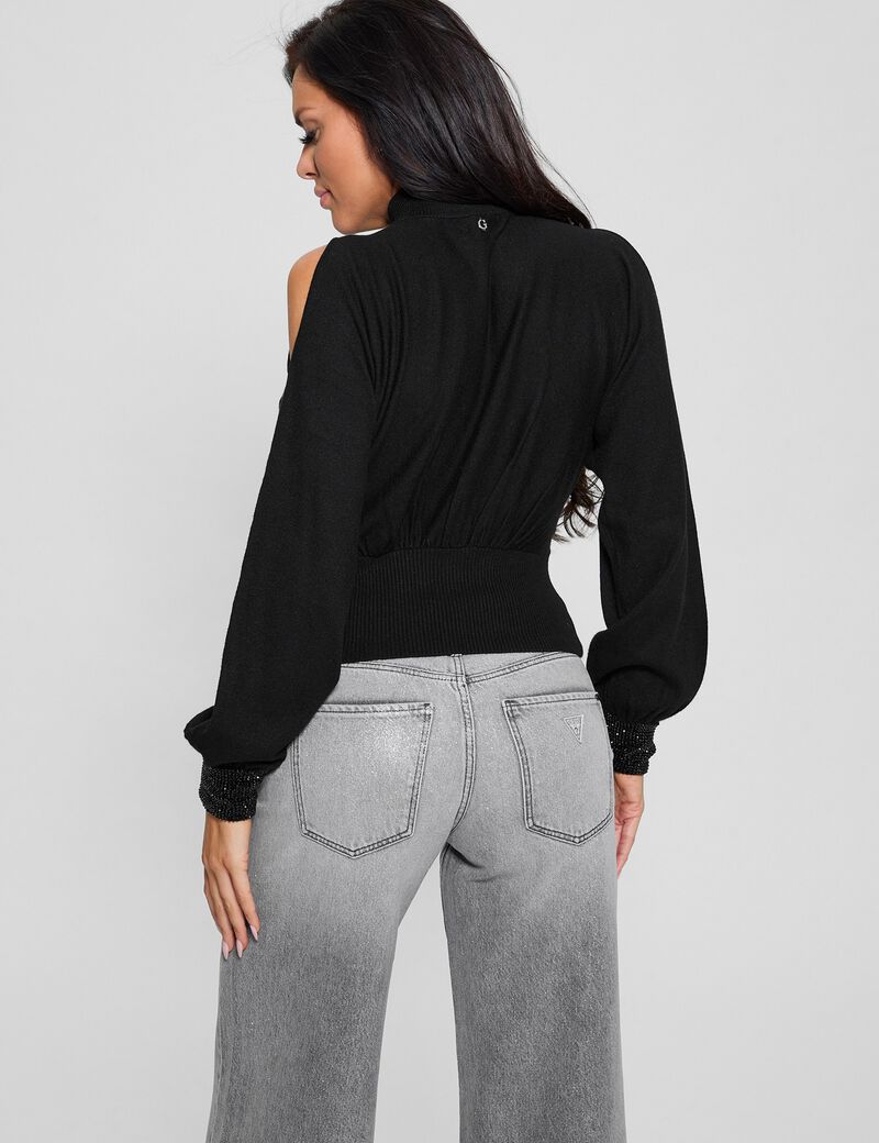 Rhinestone-cuff sweater