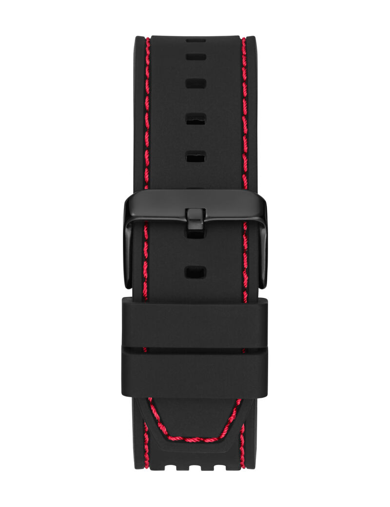 جيس blk cs transparent black mf cut thru dial w snake detail blk silicone strp w red stitch