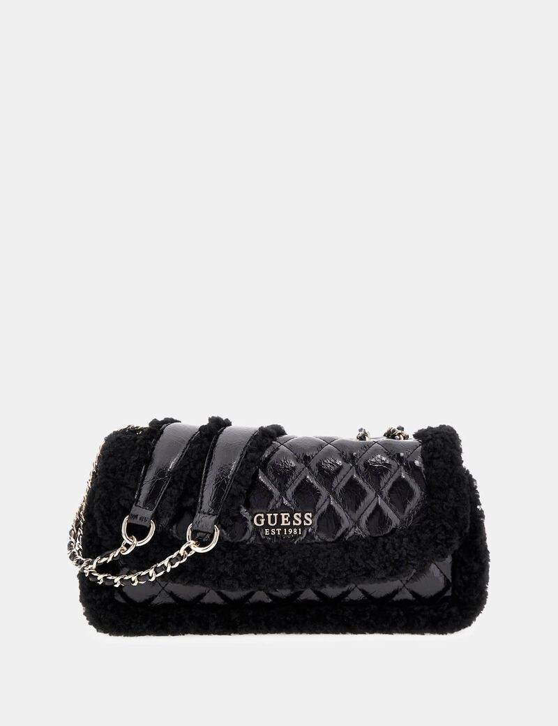 guess cristi faux fur mini crossbody bag