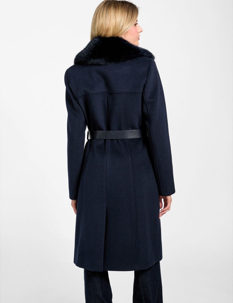 Wool-blend belted coat