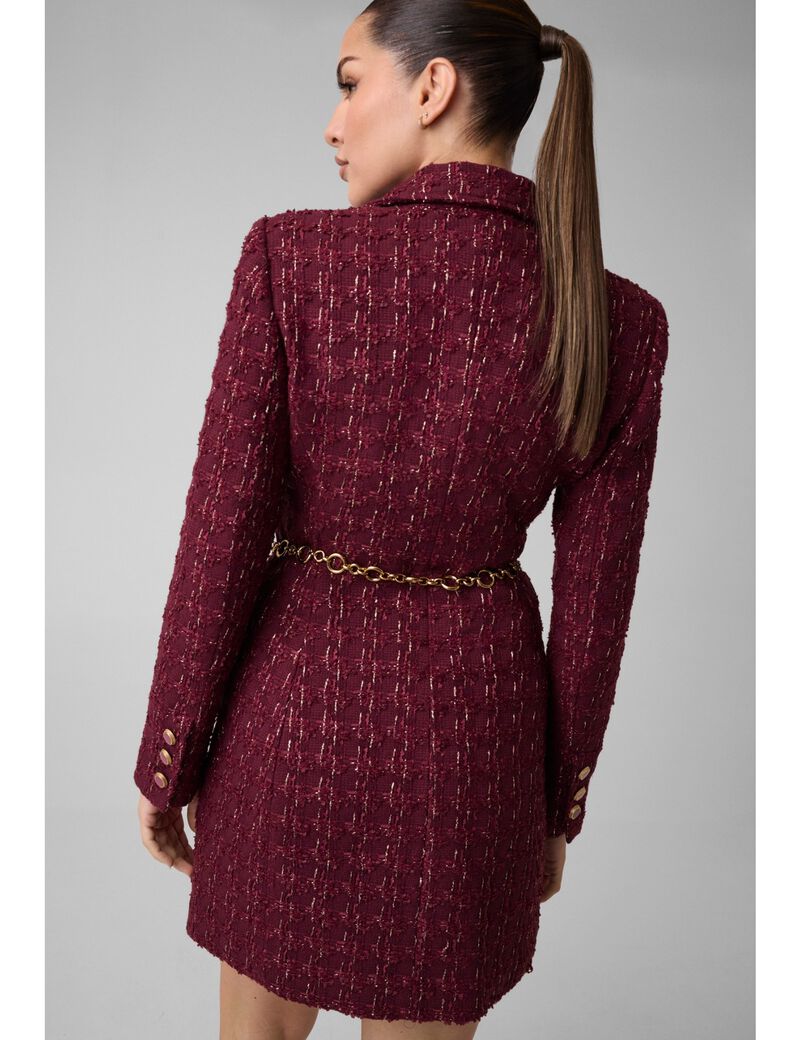 guess tweed blazer belted dress